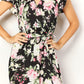 Floral Flutter Sleeve Tie-Waist Split Dress