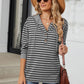 Drawstring Striped Long Sleeve Hoodie