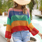 Color Block Openwork Boat Neck Cover Up