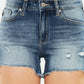 Kancan High Waist Raw Hem Denim Shorts