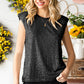 Sequin Round Neck Capped Sleeve Tank