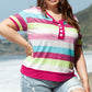 Plus Size Color Block Round Neck Short Sleeve T-Shirt