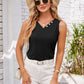 Eyelet Decorative Button V-Neck Tank