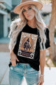 Graphic Round Neck Short Sleeve T-Shirt Black