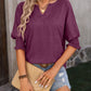 Mandy Heathered Notched Lantern Sleeve Blouse