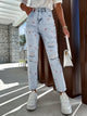 Distressed Star Straight Jeans with Pockets Light