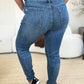 Judy Blue Full Size Mid Waist Distressed Slim Jeans