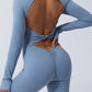 Twisted Backless Long Sleeve Jumpsuit