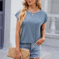 Pocketed Heathered Cap Sleeve T-Shirt