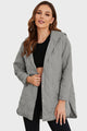 Snap Down Hooded Slit Winter Coat Light Gray