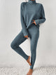 Ribbed Turtleneck Top and Pants Set Deep Teal