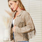 Fringe Detail Dropped Shoulder Denim Jacket