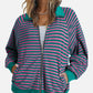 Striped Zip Up Long Sleeve Sweatshirt