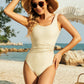 Ruched Wide Strap One-Piece Swimwear