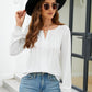 Notched Flounce Sleeve Blouse