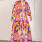 Plus Size Printed Tie Neck Maxi Dress