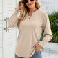 Heathered Flounce Sleeve Curved Hem Top