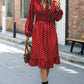 V-Neck Long Sleeve Ruffle Hem Dress