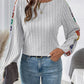 Embroidered Round Neck Long Sleeve Top