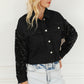 Sequin Button Up Raw Hem Denim Jacket