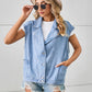 Pocketed Button Up Sleeveless Denim Jacket