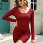 Round Neck Long Sleeve Mini Dress