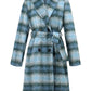 Plaid Tie Waist Long Sleeve Coat