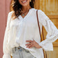 Shiny Crochet Flounce Sleeve Button Up Blouse