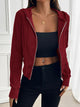 Devine Zip Up Long Sleeve Hooded Outerwear Burgundy