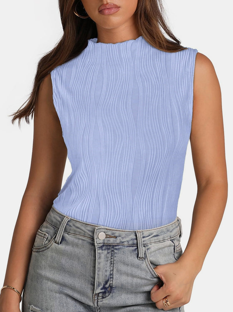 Textured Mock Neck Tank