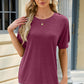 Round Neck Buttoned Short Sleeve T-Shirt