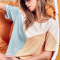 BiBi Round Neck Color Block Short Sleeve T-Shirt