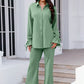 Drawstring Flounce Sleeve Shirt and Pants Set