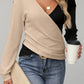 Contrast Surplice Long Sleeve Top