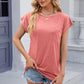 Pocketed Heathered Cap Sleeve T-Shirt