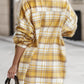 MeiMei Pocketed Plaid Button Up Dropped Shoulder Shacket