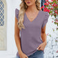 Ruffled V-Neck Cap Sleeve Blouse