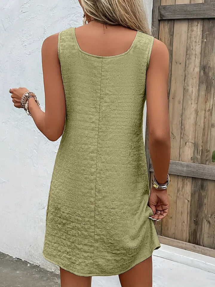 Asymmetrical Neck Sleeveless Dress