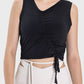 Drawstring Ruched Wide Strap Active Tank