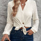 Perfee Textured Notched Long Sleeve Shirt