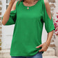 Textured Round Neck Split Sleeve Top