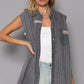 POL Button Down Sleeveless Striped Denim Shirt