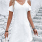 Eyelet V-Neck Cold-Shoulder Dress