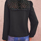 Perfee Swiss Dot Lace Trim Long Sleeve Blouse