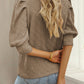 Textured Mock Neck Lantern Sleeve Blouse