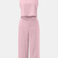 Round Neck Top and Wide Leg Pants Set