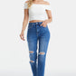 BAYEAS Full Size Distressed High Waist Mom Jeans