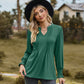 Notched Neck Flounce Sleeve Blouse