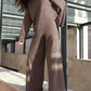 Asymmetrical Hem Knit Top and Pants Set