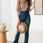 Litz La Striped Stretched Suspender Denim Overalls